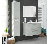 Miroytengo Mueble de baño suspendido Aruba 2 cajones y espejo 80x57x45 cm Gris cemento