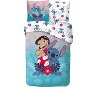 Arlis - Juego de cama de algodón, funda nórdica reversible de 140 x 200 cm, funda de almohada de 63 x 63 cm, 100% algodón (juego de cama lilo y Stitch de rosa, 140 x 200 cm)