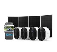 Arlo Cámara de Seguridad Pro 2K HDR (6.ª generación, versión 2025), 4 cámaras + 4 Paneles solares + 6 Meses de Plan Secure Plus, cámara Externa inalámbrica, alimentada por batería, detección