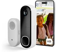 Arlo Essential 2 Videoportero WiFi + Timbre Inalámbrico Exterior Impermeable, HD, Detector De Movimiento, Visión Nocturna, Audio Bidireccional, Prueba Arlo Secure Incluida, 1 Cámara, Blanca