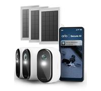 Arlo Essential 3 HD + 3 Paneles solares, cámara WiFi Exterior, batería de 6 Meses, visión Nocturna, Audio bidireccional, 3 cámaras Blancas
