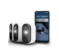 Arlo Essential 3 HD, cámara WiFi Exterior, batería de 6 Meses, visión Nocturna en Color, luz, Sirena, Audio bidireccional, 3 cámaras Blancas