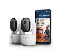Arlo Essential 3 Indoor 360º PTZ HD con rotación Horizontal, Vertical y Zoom, Vigilancia Bebe/Mascotas, Sensor de Movimiento, Visión Nocturna, Prueba Secure Incluida, con Cubierta de Lente, 2 Cámaras