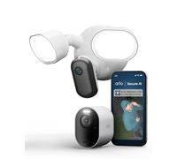 Arlo Floodlight 2K HDR, visión Nocturna en Color, Sirena de Alarma, 1 cámara Ultra 3 4K, Detección y reconocimiento de IA, Audio bidireccional, Prueba Secure, 1 Cámara