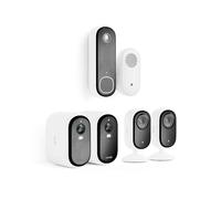 Arlo Kit Completo de Seguridad para el Hogar 2K (Camara Vigilancia XL x2, Camara Interior x2, Videoportero & Timbre), 2K, Sensor de Movimiento, Visión Nocturna En Color, Prueba Secure Incluida