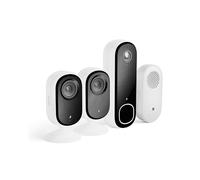 Arlo Kit de Seguridad para Apartamento (Camara Vigilancia Interior x2, Videoportero, Timbre), 2K, Sensor de Movimiento, Timbre Inalámbrico Impermeable, Visión Nocturna, Prueba Secure Incluida