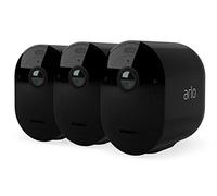 Arlo Pro 4 Camara Vigilancia WiFi Exterior, Inalámbrica, 2K HDR, 160° Visión Nocturna En Color, Sirena, Detección De Movimiento, Audio Bidireccional, 90 Días Arlo Secure Incluido, 3 Cámaras, Negro