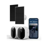 Arlo Pro 6, Cámara de Vigilancia Exterior WiFi 2K+ HDR, Reconocimiento de IA, Visión Nocturna Color, Funciona con Alexa, Prueba Arlo Secure, 2 Cámaras + 2 Paneles Solares
