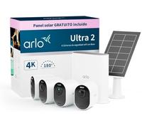 Arlo Ultra 2 Camara de Vigilancia WiFi Exterior 4K + Panel Solar, Camara de Vigilancia WiFi Interior, Sensor de Movimiento, Visión Nocturna Color, Prueba Arlo Secure Incluida, 4 Cámaras, Blancas