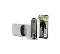 Arlo Vídeoportero inalámbrico HD y Floodlight cámara 2K WiFi inalámbrico Blanca - protección inteligente del hogar, visión nocturna, detección de movimiento, audio bidireccional, compatible con Alexa