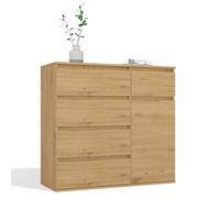 ARMARIO 1P5C 1 Puerta 5 Cajones Almacenamiento para Salón Dormitorio ROBLE ARTESANO