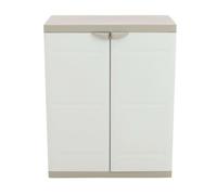 Armario 2 puertas y 2 estantes internos, armario bajo de exterior, armario de resina titanium beige 70x88x41 cm