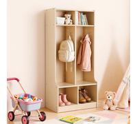 Armario abierto para ropa infantil de VEVOR, fabricado en madera contrachapada, con 4 ganchos y 6 compartimentos (2 grandes y 4 pequeños), estante para abrigos y estante de almacenamiento para habitac