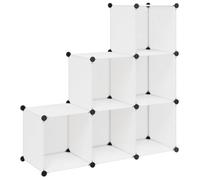 Armario ahorro de espacio en forma de cubo con 6 compartimentos, color | Multifuncional, zapatero o estantería, PP lavable, acero cromado, montaje rápido, ligero