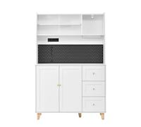 Armario alto 175 cm - con enchufes, tablero perforado y almacenamiento - blanco