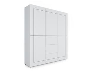 Armario alto 5 puertas/3 cajones 150x35x165 cm Elios blanco brillante