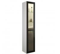 Armario alto burgbad Yumo, con bisagra a la derecha, 1 puerta, con iluminación interior LED, anchura: 350mm, manilla G0179, HSKD035RF3726G0179, Color: Gris basalto Melamina mate / Gris basalto Melamin