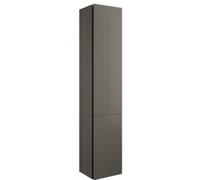 Armario alto de burgbad Junit HSIG035, parada a la derecha, 1 puerta, 1 cesta de lavandería, anchura: 350mm, HSIG035RF3149G0175, Color: Gris Alto Brillo / Gris Brillante