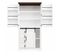 Armario alto de cocina - sistema antivuelco, estante lateral para snacks, cierre suave soft-close, 4 cajones, baldas regulables, tirador de diseño único - blanco