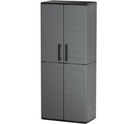 Armario alto de taller TOOD, con 2 puertas y 3 estantes de polipropileno, dimensiones 68 x 37 x 163 cm, color gris
