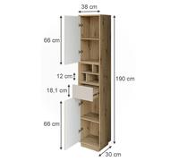 armario alto Vicco Beatrice Cachemira/Roble artesanal 38 x 190 cm, Model 60714