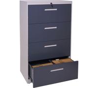 Armario archivador colgante HWC-A10, archivador de oficina, armario de acero, formato A4, con cerradura, aproximadamente 132x76x46 cm, color gris oscuro