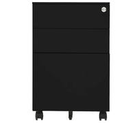 Armario archivador con ruedas, 39 x 45 x 60 cm, acero | 3 cajones, cerraduras, barra colgante extraíble, letra/legal/A4, material de escritura, rodamiento de bolas