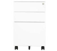 Armario archivador con ruedas, color blanco, 39 x 45 x 60 cm, acero | 3 cajones, cerraduras, barra colgante extraíble, letra/legal/A4, material de escritura, rodamiento de bolas