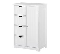kleankin Armario de Baño, Columna de Baño Estrecha con 4 Cajones y Estante Ajustable, Estilo Moderno, para Espacios Pequeños, 56x30x83 cm, Blanco