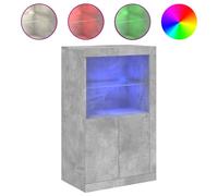 Armario auxiliar con iluminación LED, color gris cemento, fabricado en material de madera