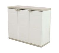 Armario bajo de jardín titanium , armario 2 puertas y 2 estantes exterior beige 105x88x41 cm