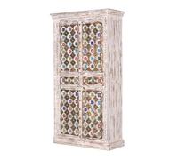 Armario blanco de madera de mango detalles cerámica y bronce de 185x40x100 cm - giner y colomer
