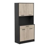 Armario buffet para cocina con puertas abatibles napoli auxiliar en color roble y negro 84x177x40 cm 84 cm