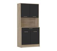 Armario cocina dolce 1 cajón 4 armarios color roble y negro alacena buffet estilo industrial 177x83x40 cm 177 cm