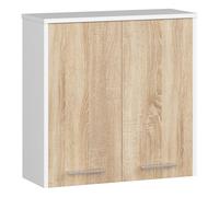 Armario colgante de baño akord fin blanco 60 cm 2 puertas frente en color roble sonoma 2 estantes 60x22,5x60 cm