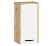 Armario colgante de baño pequeño akord fin roble artisan 30 cm 1 puerta frente en color blanco 2 estantes 30x22,5x60 cm