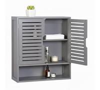 Armario Colgante para baño Relaxdays, 3 Compartimentos, HBT: 66 x 59 x 21 cm, Puertas laminadas, Cierre magnético, Gris