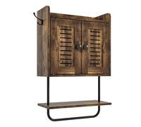 Armario Colgante Relaxdays, toallero, 2 Ganchos Dobles, 2 estantes, HBT: 61 x 40 x 17,5 cm, marrón