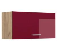 Armario colgante Vicco R-Line Rojo de alto brillo/Roble dorado 80 cm Plano, Model 63087