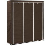 Armario con compartimentos y barras, color marrón, 150x45x175 cm. Armario de tela para dormitorio o pasillo, ideal para guardar ropa, chaquetas y zapatos. Mueble organizador