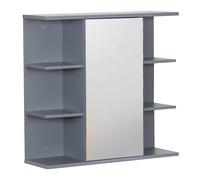 Armario con espejo , MDF y vidrio, 64 x 62 x 21 cm, 6 estantes, 2 compartimentos con baldas ajustables, montaje en pared, para baño, lavabo y cosméticos, mueble auxiliar, armario suspendido, Relaxdays
