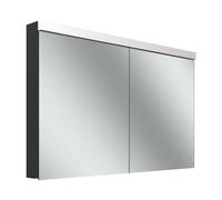 Armario con espejo Schneider LOW plus LED, 2 puertas 60/60cm, 1195x120x747mm, iluminación superior, 172.120.02.4401, Versión: EstÃ¡ndar UE/cuerpo negro mate/3000K
