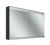 Armario con espejos Schneider FILO H mpotrado, regleta de luz superior, 1295x147x759mm, 2 puertas, 2 enchufes, 180.130.02.44, Versión: Normativa de la UE/cuerpo negro mate