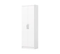 Armario con estantes marga, 61 x 34 x 180 cm , armario de dos puertas y 6 estantes multiusos en color blanco, 61 x 180 cm, armario zapatero alto barato