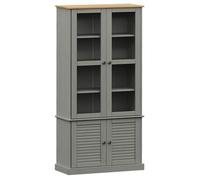 Armario Con Vitrina Vigo Madera Maciza Pino Gris 85x35x170 Cm Vidaxl