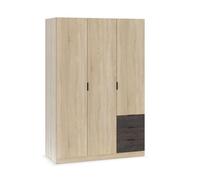 Armario de 3 puertas y 3 cajones en roble canadian y óxido 121x180 cm low cost roble canadian - óxido 121(armario)/35(cajón) x 180(armario)/13(cajón)