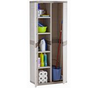 Jardin202 - Armario de 4 estantes de Resina | Escobero | Titanium Beige | 70x44x176 cm | (Beige)