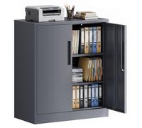 Armario de acero Wiltec, 80 x 40 x 92 cm, color antracita, armario metálico con cerradura y 2 estantes interiores, ideal para oficinas, con una capacidad de carga de 50 kg por estante
