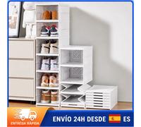 Armario de Almacenamiento de Zapatos Transparente Plegable de 6 Niveles, Plástico PP Grueso con Puerta de Acrílico Transparente, Organizador de Zapatos Apilable a Prueba de Polvo y Humedad para 6-Laye