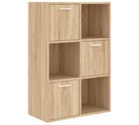 Armario de almacenamiento roble sonoma 60x29,5x90 cm madera de ingeniería | 6 compartimentos, 3 cubos abiertos, 3 cubos con puertas, estante de oficina, dormitorio, salón, juego de tornillos